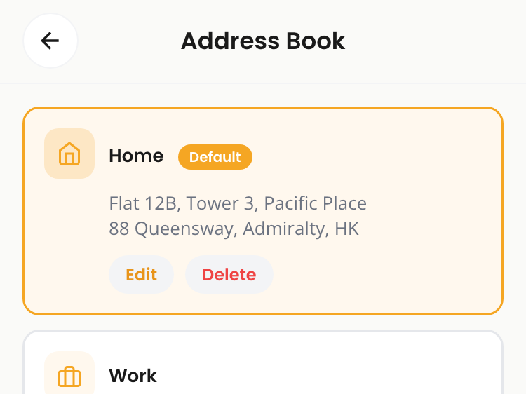 Customer App — address book
