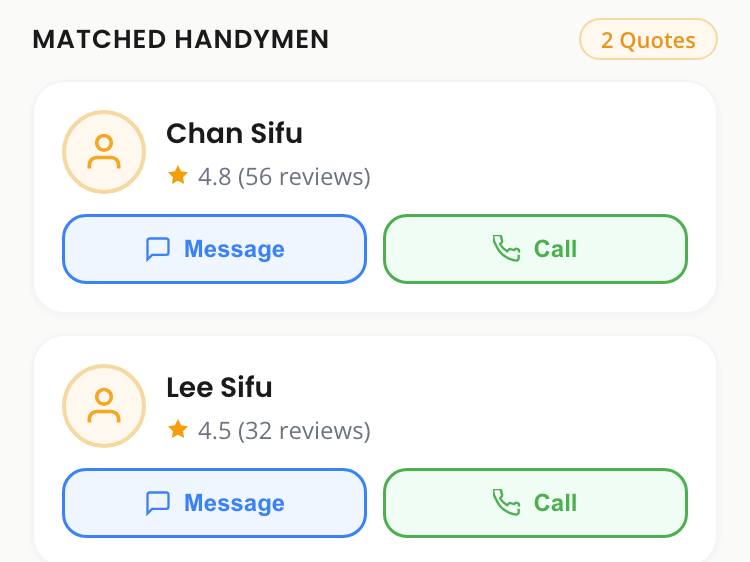 Customer App — matched handymen